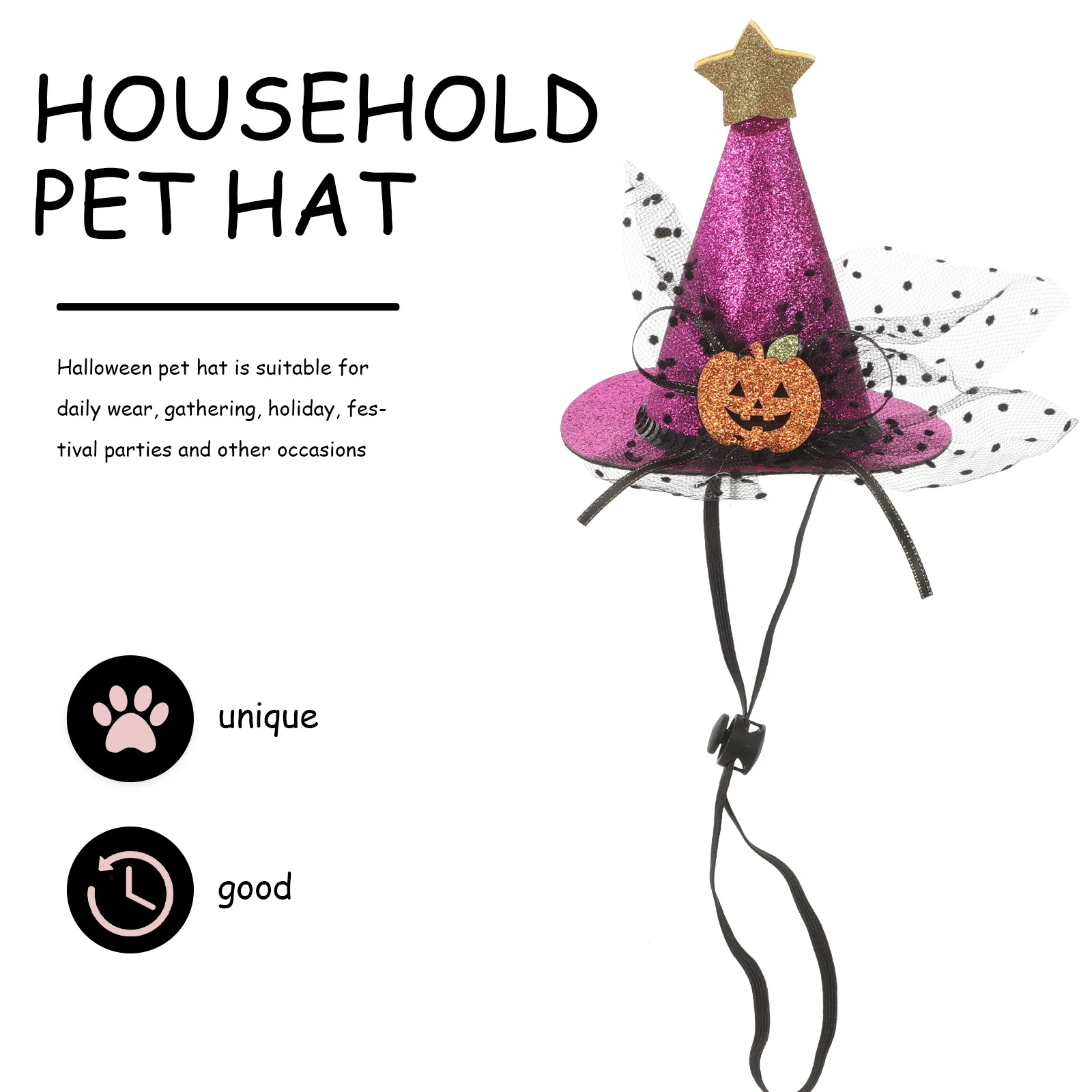 

2Pcs Adjustable Halloween Pet Hat Pumpkin Decor Dog Cat Cap Costume Accessory for Festivals Parties Adjustable Halloween Pet Hat