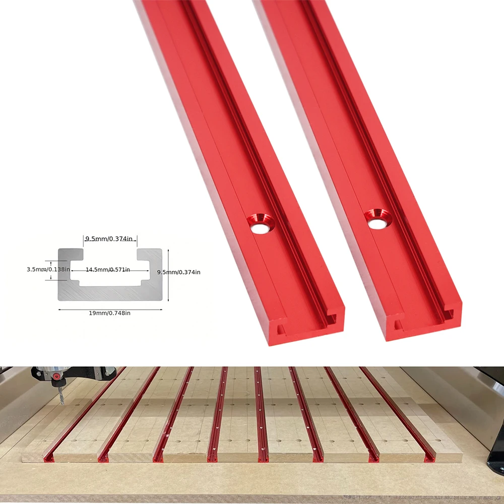 2pcs 600mm T-Shape Woodworking T-Slot Slide Rail Miter Aluminum Alloy T-Slot, 19x9.5mm T-Slot Mitered Slide Rail Fixture, Slot