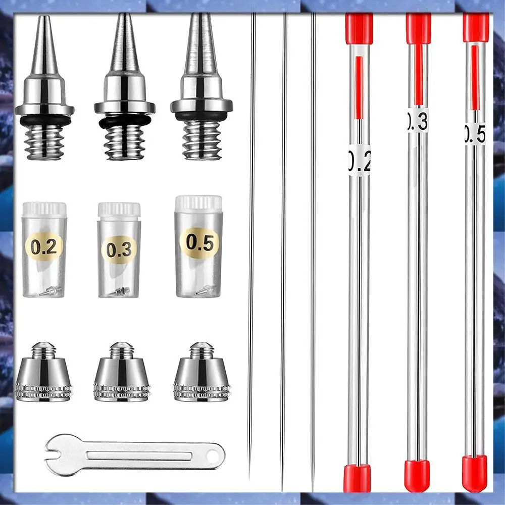 

ABSU 10 Pieces Airbrush Nozzle Needle Nozzle Cap Kit With Wrench Airbrush Replacement Parts For Airbrush Sprayer Accessories