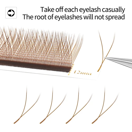 Imagen 2 del producto XIUSUZAKI marrón en forma de W 2D 3D 4D 5D YY pestañas floración automática ventiladores prefabricados extensiones de pestañas pestañas individuales