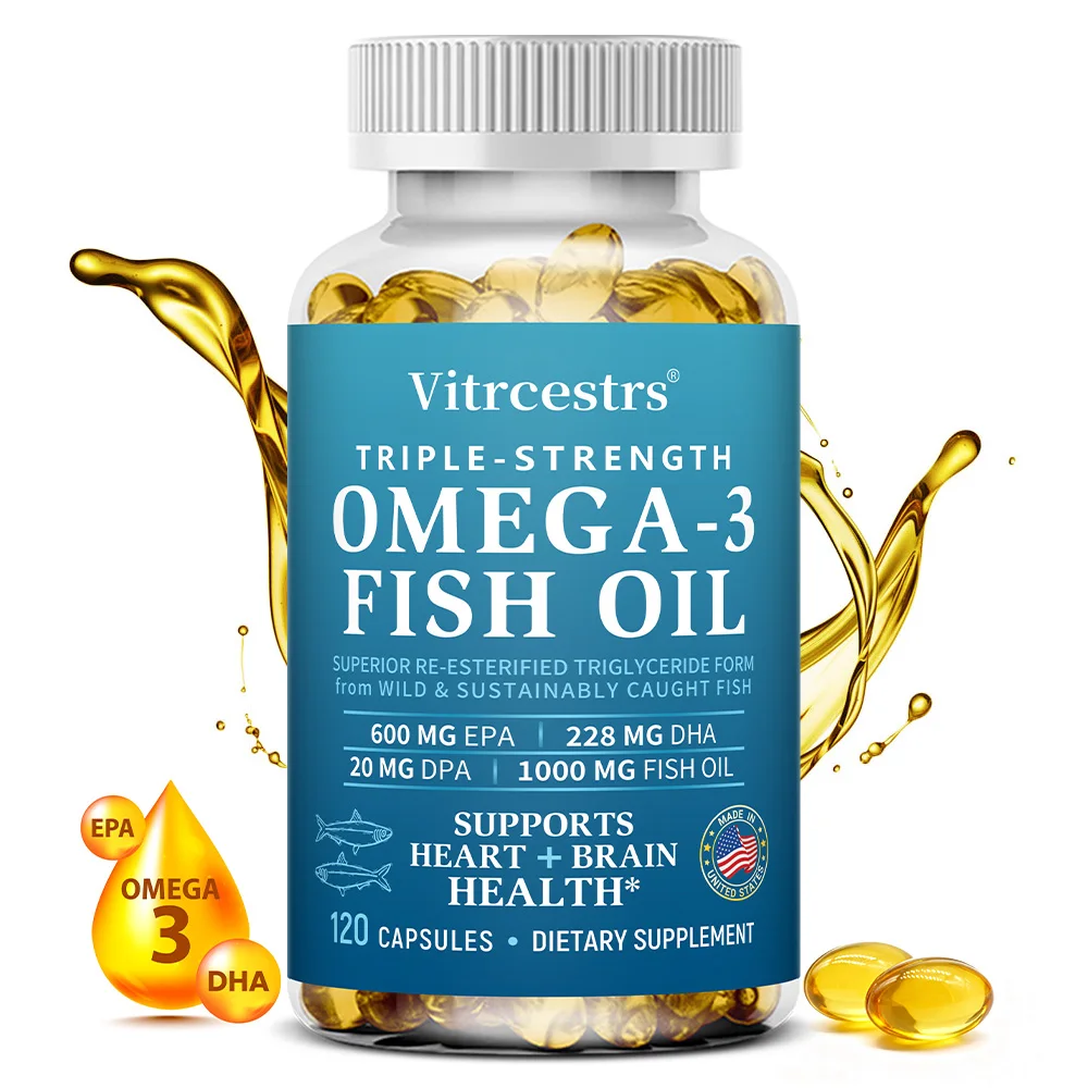 

Omega 3 Fish Oil - with DHA and EPA, Relieve Stress, Improve Intelligence, and Support Brain and Nervous System Health