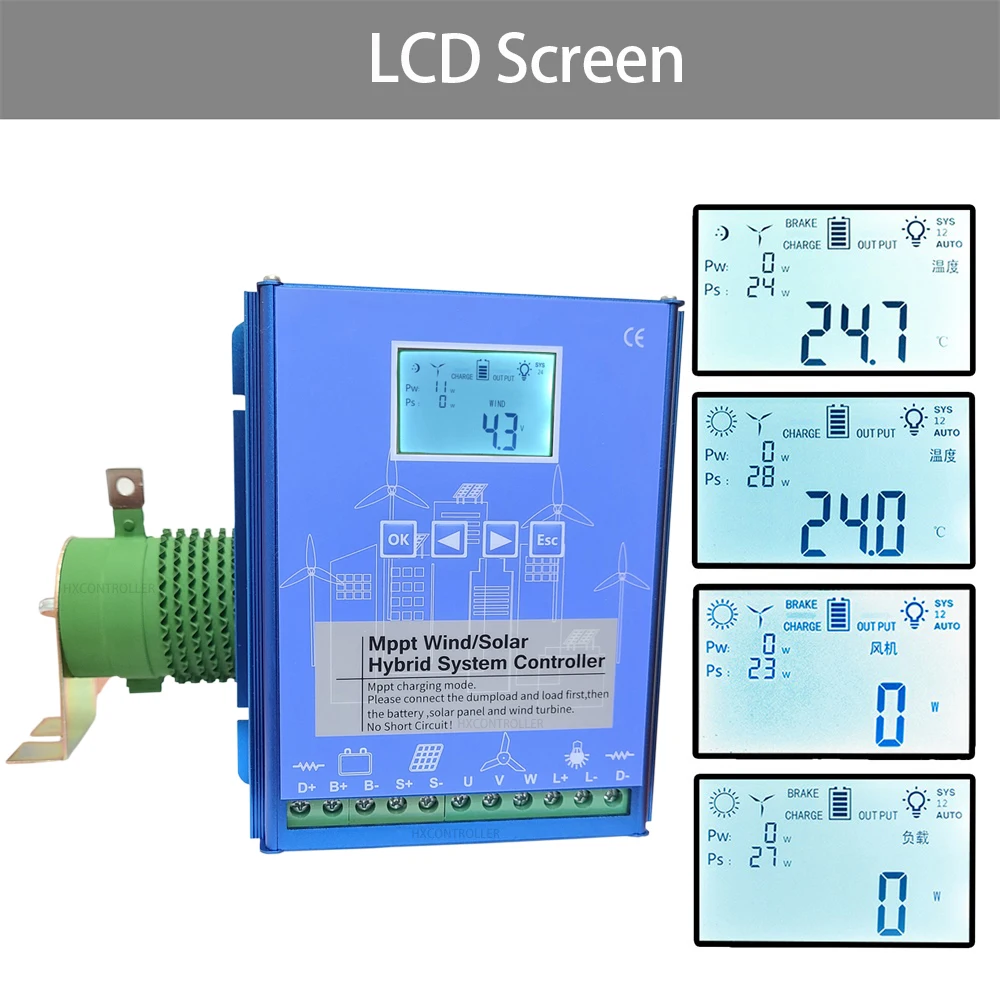 Regolatore di carica solare eolico ibrido MPPT da 2000W 2800W con Bluetooth integrato per batteria al GEL di litio 12V 24V 48V Lifepo4