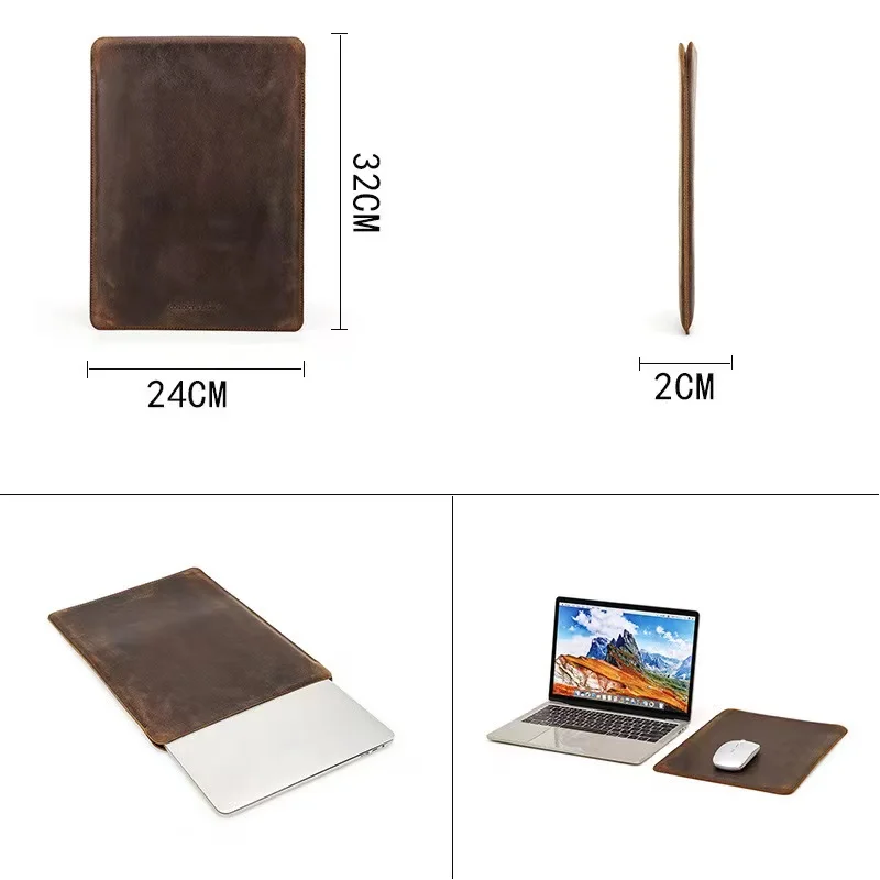 Leather Laptop Bag Cowhide Leather Laptop Case  For Macbook Pro Protective Cover Apple Laptop Air 13.3-inch Liner Sleeve