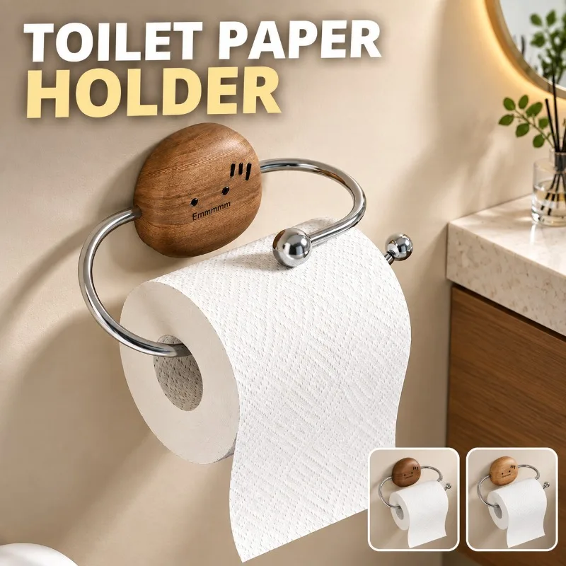 Punch-free Suction Cup Toilet Roll Holder Light Luxury Wall Mounted Tissue Rack for Bathroom Restroom Stable Wall Hanging Paper