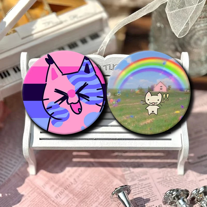 1PC Cartoon Science Fiction Badge Cute Funny Rainbow Alien Cat Button Pins Backpack Clothing Decor Brooch Jewelry Gifts for Kids