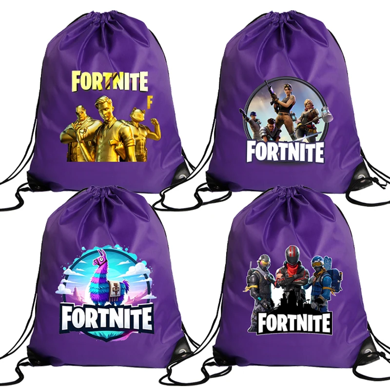 Nuevas bolsas con cordón Fortnites, mochila impermeable de gran capacidad, bolsa estampada con figura de dibujos animados, bolsa de almacenamiento de baloncesto para niños