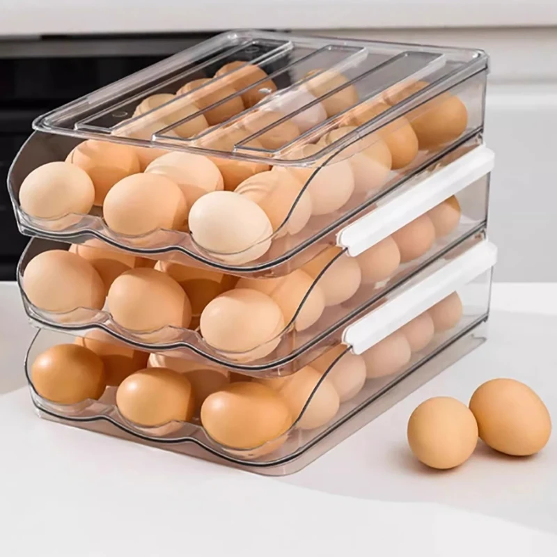 Contenedor transparente de 18 huevos para refrigerador, soporte de huevos para nevera, contenedor de almacenamiento de huevos apilable, bandeja de caja de almacenamiento de huevos frescos