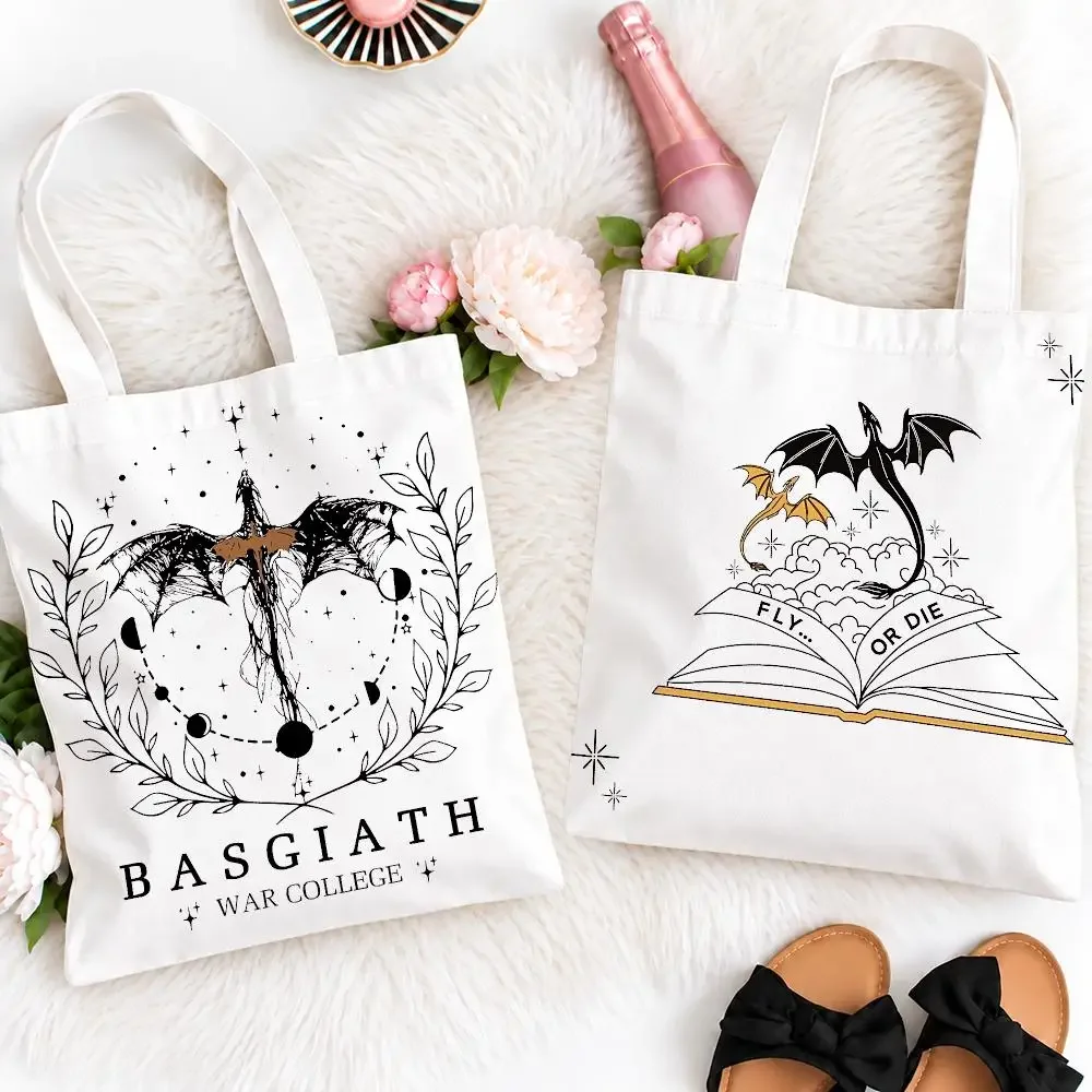 Fantasy Novel F-Fourth WingS Storage Bags Eco Canvas Tote Odorless Reusable Double Print Shopping Bag