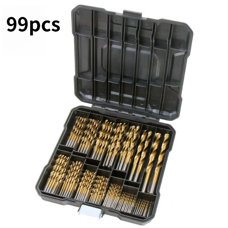 

99PCS Titanium Drill Bit Set 1-10mm HSS Metal Bits for Steel Wood Plastic Professional Choice