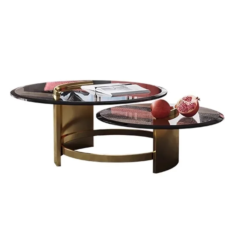 Fashion Creative Glass Double Small Coffee Table for Living Room for Apartment Durable Build Floor Protection Smooth Surface