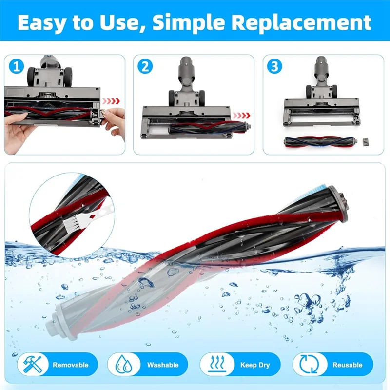 Top Deals Brush For Dyson V15 V11 V10 V8 V7, Vacuum Cleaner Brushes With 4 LED Lights, Electric Turbo Brush Carpet And Hard Floo