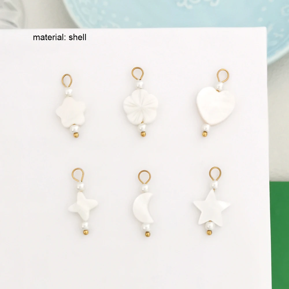 1 Piece Stainless Steel Pendant Charm Heart Rose Shell Star Sun Butterfly Bow Flower Red Gold Color Custom Necklace Wholesale