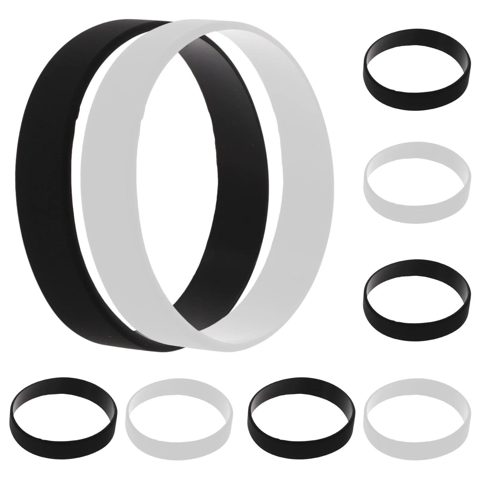 

24pcs Silicone Wristbands 202x12x2mm Black White Elastic Decorative Bracelets Fitness Shaping Outdoor Smooth Durable