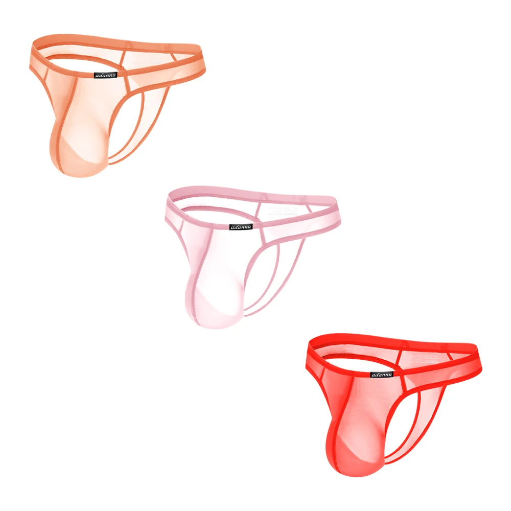 

3 Pack Men Single Strap Transparent Mesh G-string Briefs Ultra Thin Soft Elastic Breathable Stylish Sexy Male Underpants