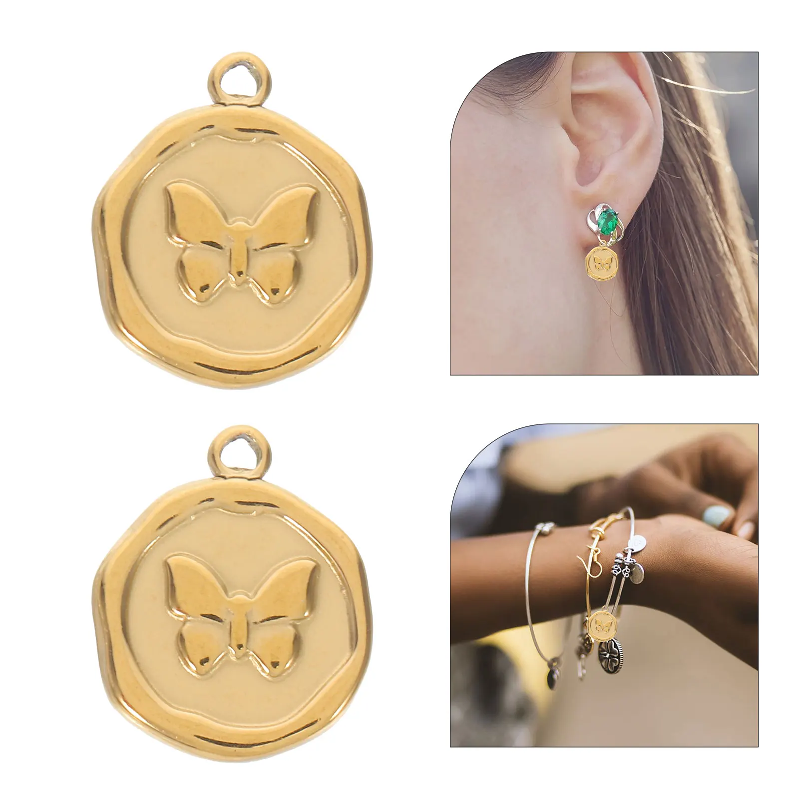 

10 Pcs Butterfly Pendant Accessories Bracelet Jewelry Making Charm Charms for DIY Necklace Hanging Delicate