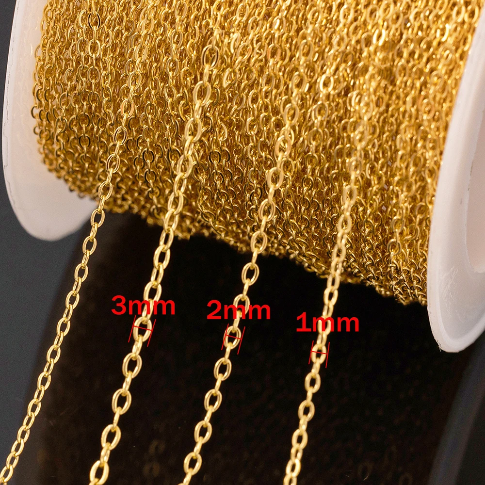 2meter 1/2/3mm Gold Stainless Steel Cable Twisted Link Chains for Making Jewelry Necklace Earring Bracelet Findings DIY Craft