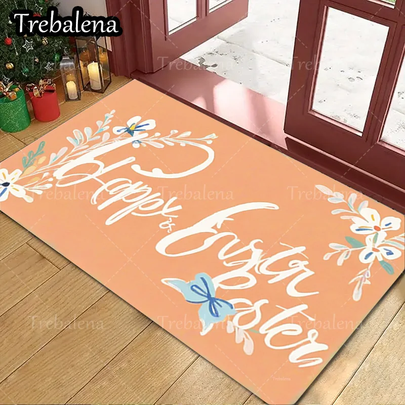 1 قطعة سجادة باب ترحيب سعيد عيد الفصح الأزهار فراشة ترحيب حصيرة الربيع عطلة ديكور