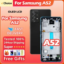 AMOLED A52 Screen For Samsung Galaxy A52 A525F 525F/DS Lcd Display Touch Screen With Frame Digitizer Assembly For Samsung A52 4G