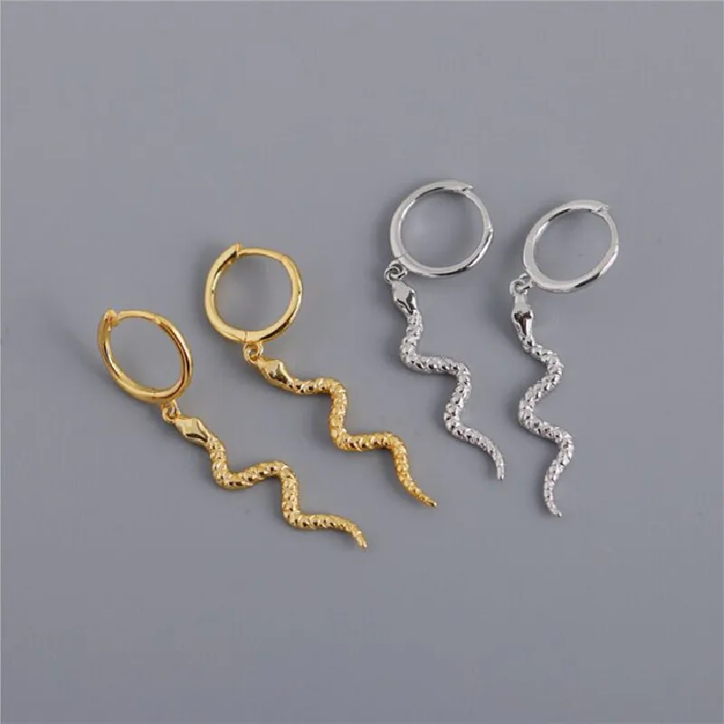 

1Pair Fashion Jewelry Simple Creative Snake Shaped Earrings for Women Personalized Temperament Stainless Steel Earrings