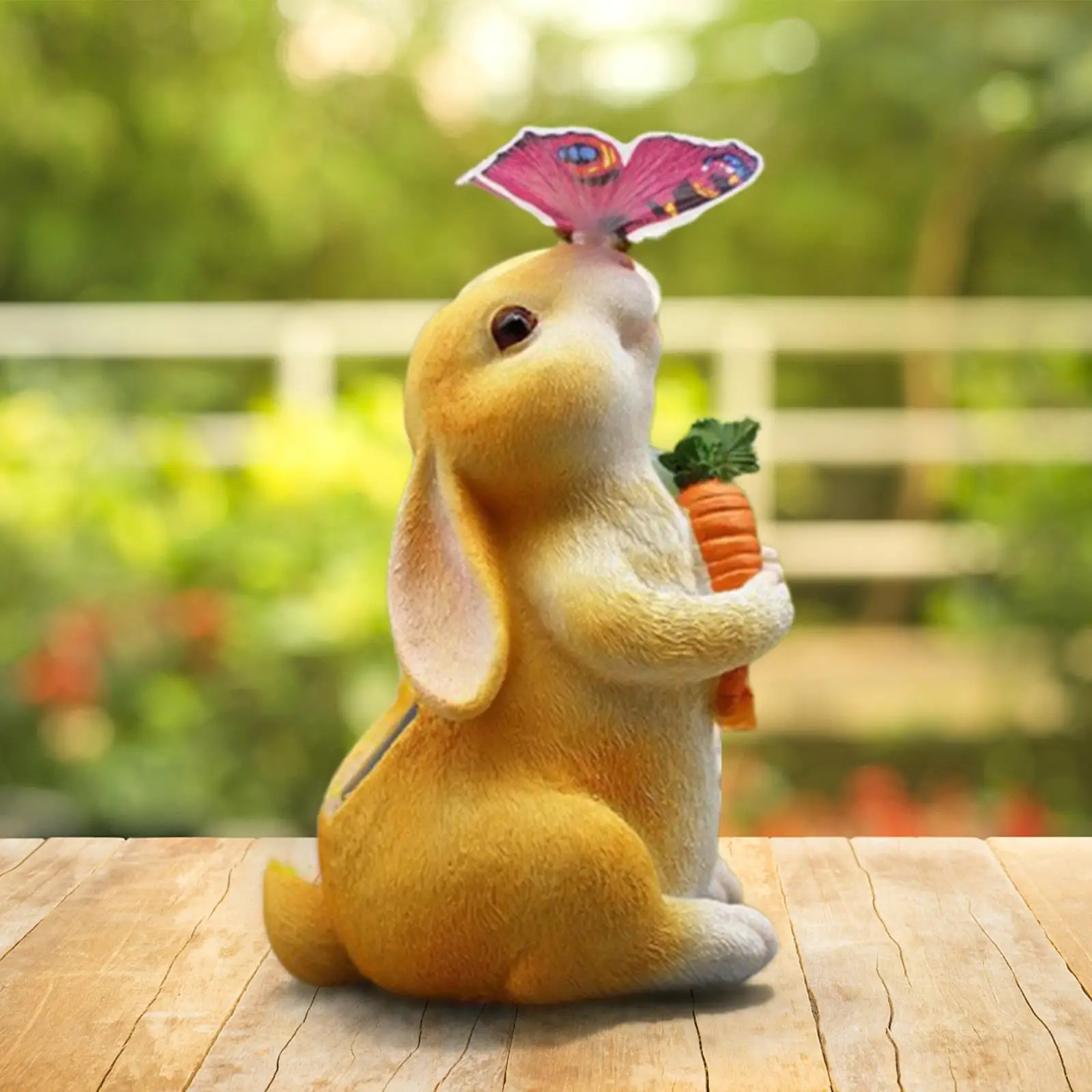 

Garden Rabbit Statue Butterfly Solar Light Rabbit Figurine for Yard Backyard