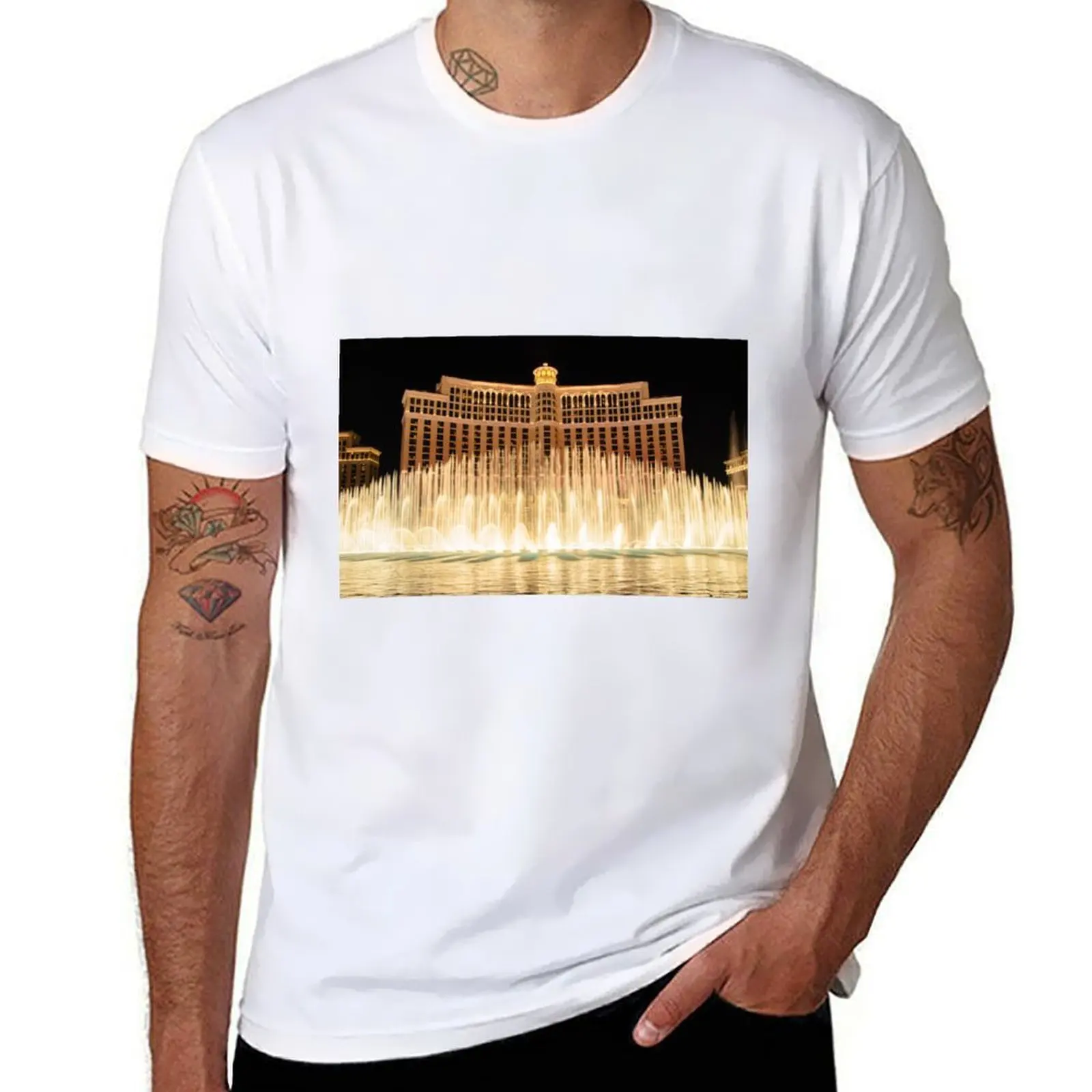 

The fountains at Bellagio T-Shirt t shirts for man graphic tees cotton tshirt 100% T-Shirt