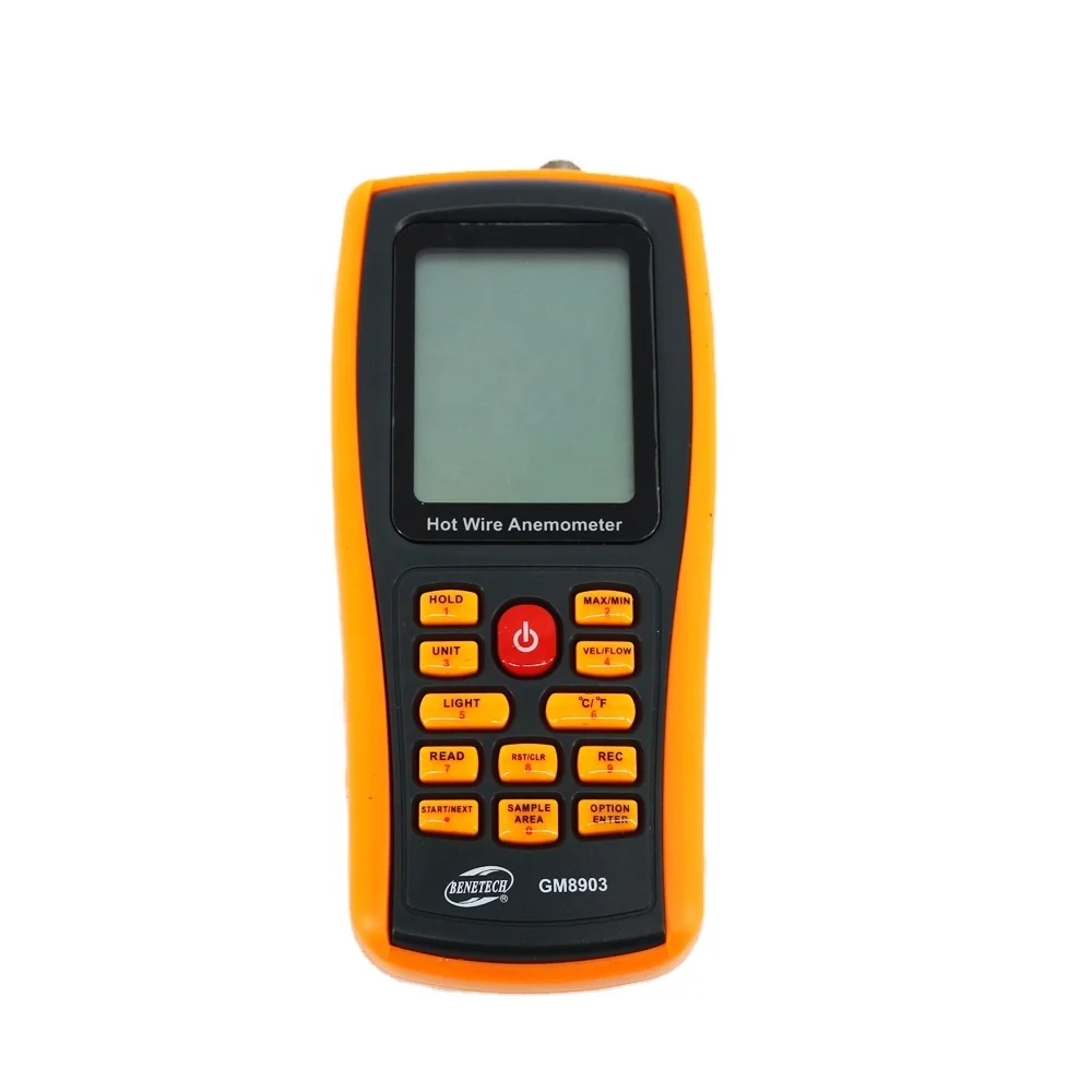 Anemómetro Digital Portátil BENETECH GM8903 con Hilo Caliente, Medidor de Temperatura del Aire, Medidor de Velocidad del Viento y Flujo