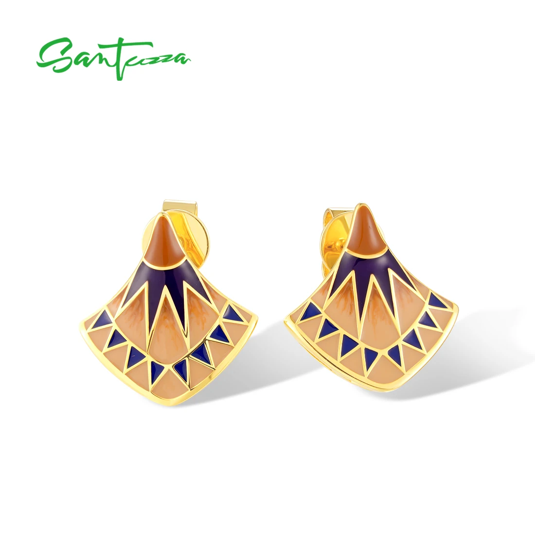 SANTUZZA Silver Earrings For Women Pure 925 Sterling Silver Colorful Sparkling Stones Enamel Earrings Elegant Fine Jewelry