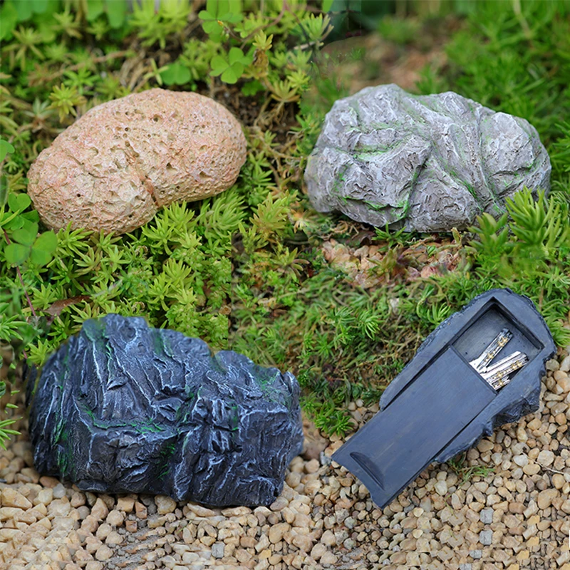 Creative Resin Statue of Stone Decorative Rock Hidden Key Safe Box Sight Secret Compartment Garden Decoration Ornament