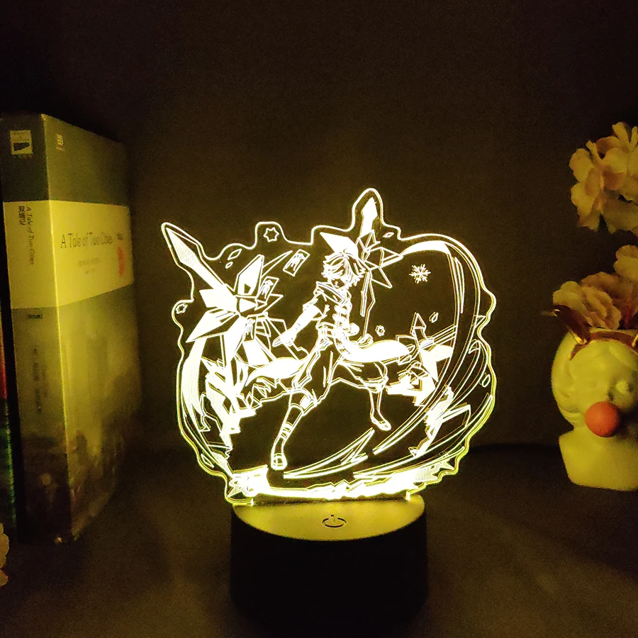 Genshin Impact Chongyun Figure 3D Lamp Kids Gamer Room Decoration Nightlight Cool Video Game Backlight Creative Xmas Gift