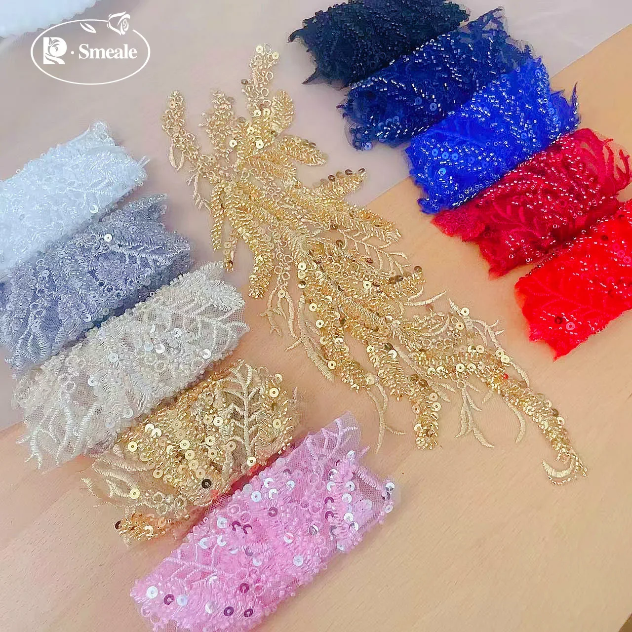 مطرز الترتر ثلاثية الأبعاد الشارات مرآة زهرة الدانتيل النسيج مساء فستان الجبهة الصدر الخلفي زين التصحيح الديكور. الخياطة فستان ذاتي الصنع #5