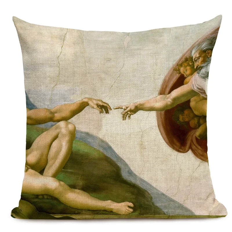Michelangelo Famous Oil Painting Print Throw Pillow Case Italian Mural Decoration Pillowcase Sofa Cushion Cover - Image 2