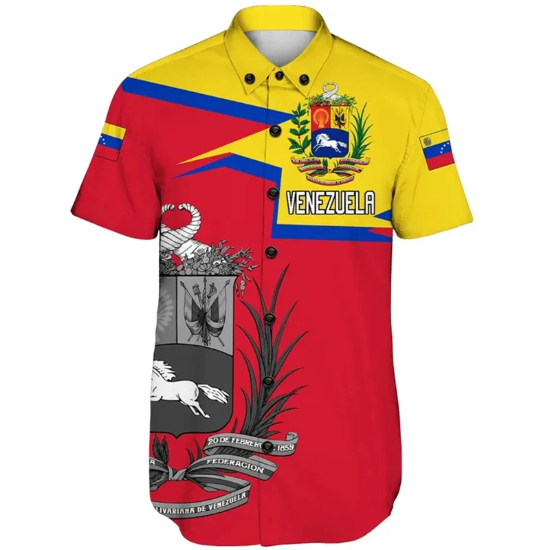 Fashion New Venezuela 3D Short Sleeve Pirnt Shirt Daily Casual Sprots Street Unisex Venezuelan National Emblem Graphic Blouse