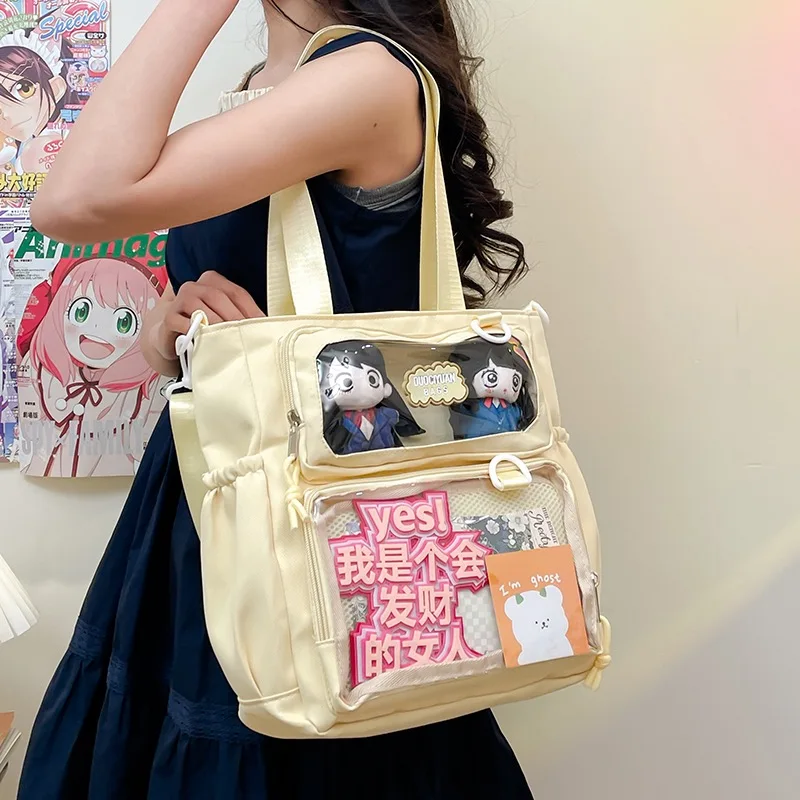 Japanese-Style Anime Ita Bag Large Capacity Shoulder Bag for Girls Clear Badge Display & Doll Storage Bag for Anime Convention
