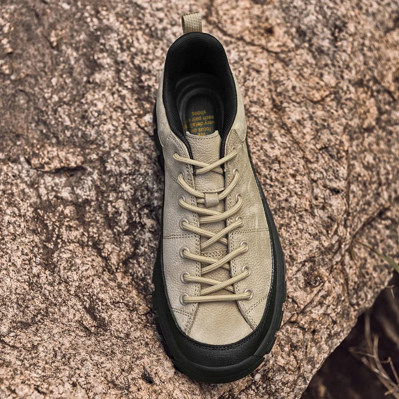 European  American Men New High-end Outdoor Hiking Shoes Non Slip Off-road Hiking Leisure Sports Tourism Thick Soled Shoes