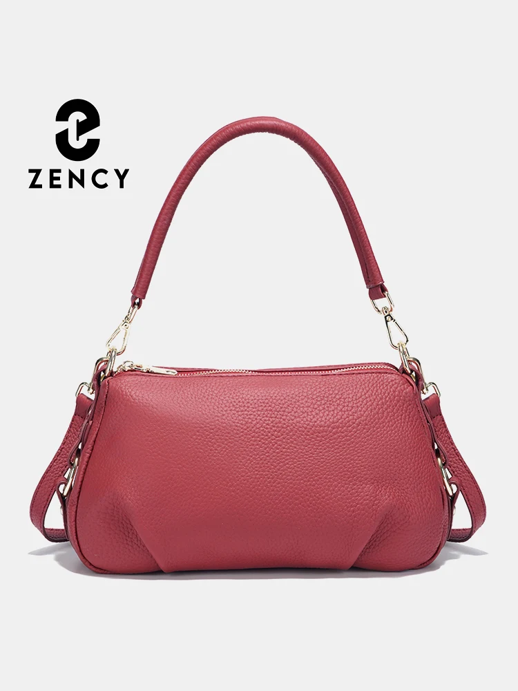 Zency Women's Genuine Leather Bag Simple High Quality Small Simple Pillow Handbag Female Shoulder Crossbody Ladies Leather Bag