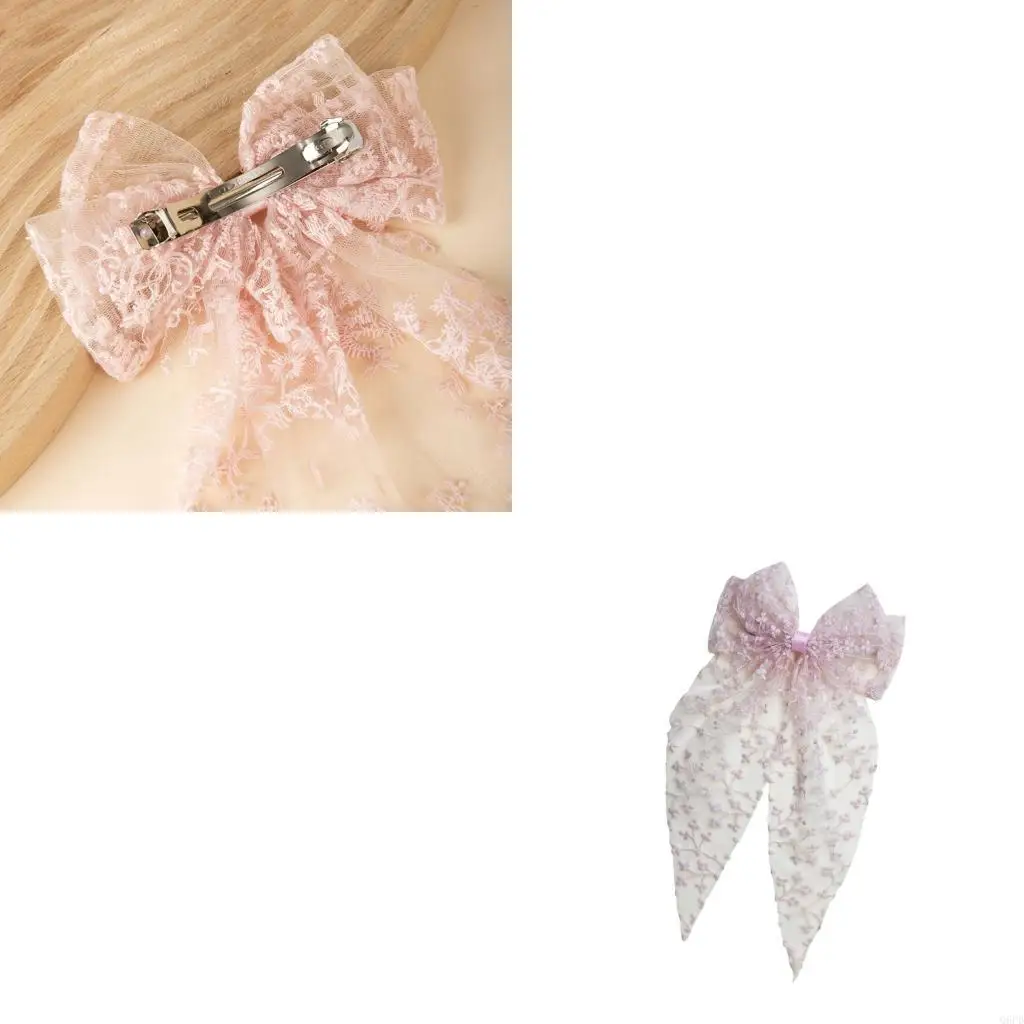 

Gentle Bows Shaped Hairpin For Newborns Soft Mesh Delicate Designs Hair Clip Gift