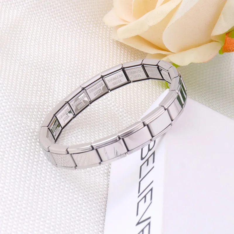 Wide Stainless Steel Bracelets for Women, Simple Trendy Style, Daily Wear, Silver Color, Charm Bracelet, Unisex Party, 9 mm