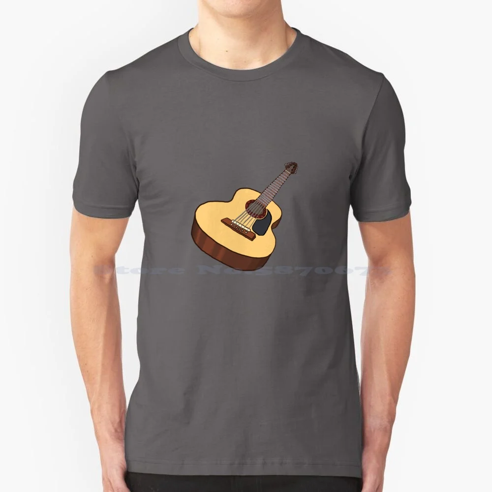 Acoustic Guitar T Shirt 100% Cotton Tee Acoustic Guitar String Instrument Tune Folk Music Alternative Music Acoustic Music