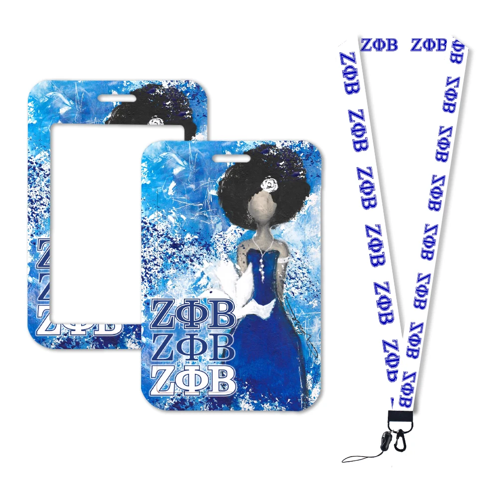 W New Arrival Zeta Phi Beta Sorority Work Card ID Card Protection Case Office Work Bus Card Holder Plastic Keychain Gifts