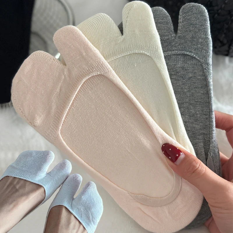 1/3/5Pair Shallow Cotton Thin Flip Flop Socks Unisex Boat Sock Anti-slip Slicone Strip Japanese Two Toe Sock Suit Horseshoe Shoe