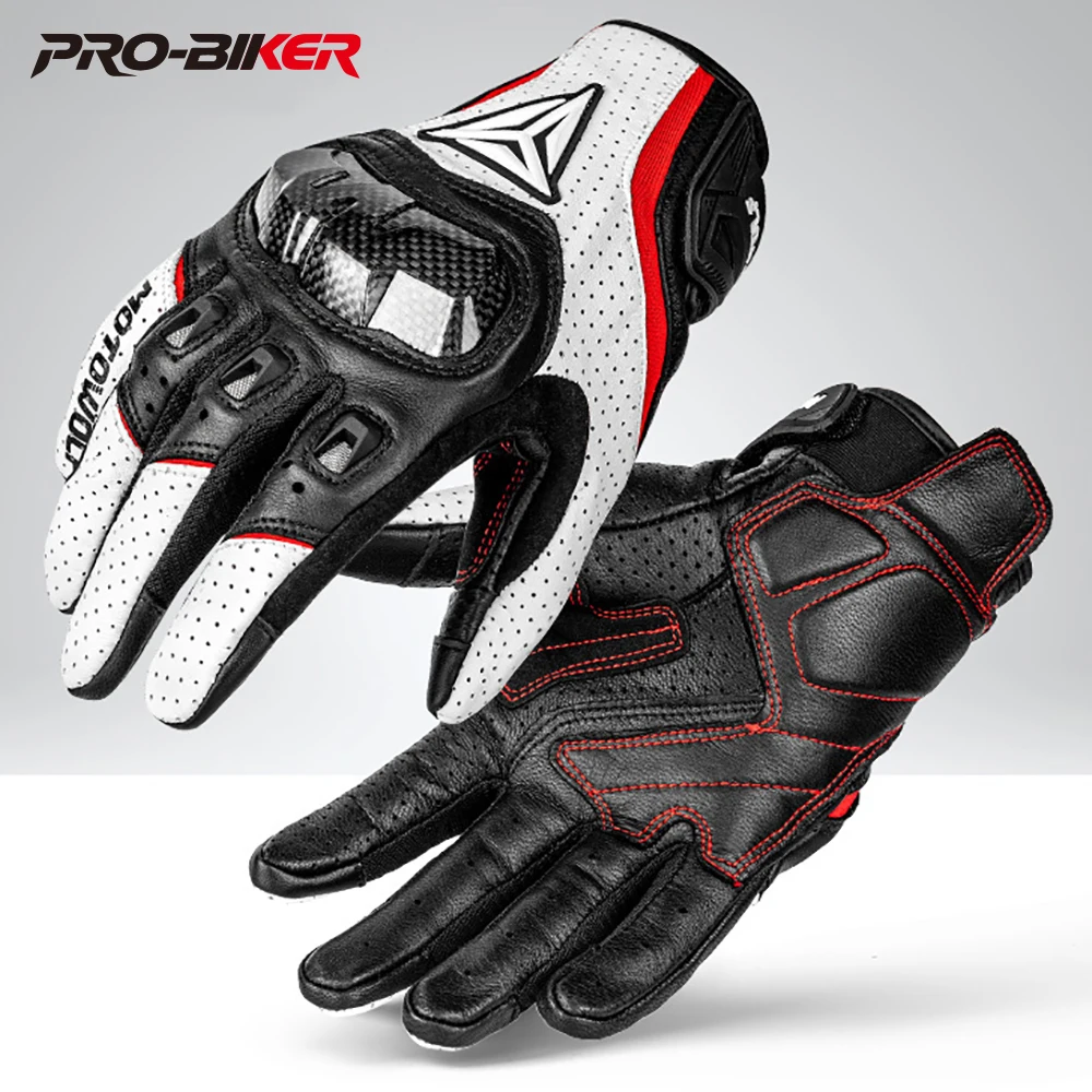 

Motorcycle Accessories Leather Carbon Fiber Moto Equipment Full Finger Motorcycle Travel Fall Prevention Men And Women 4 Seasons