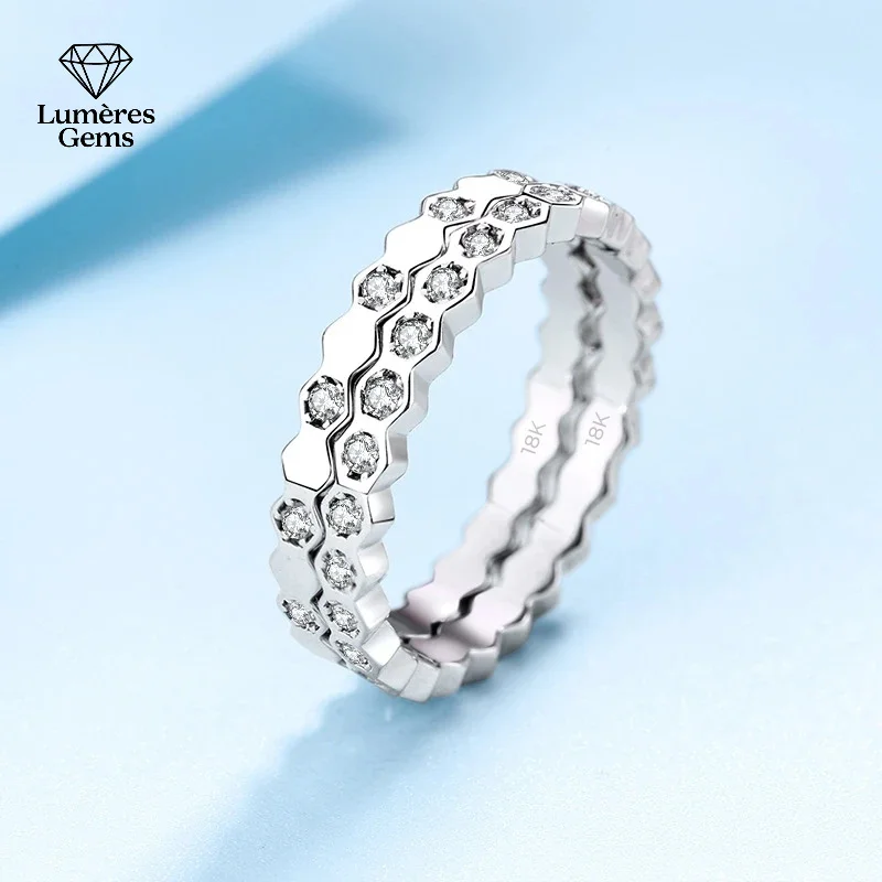 

18-каратное белое золото сотовый муассанит с бриллиантом улей кольцо ювелирные изделия для женщин подарок на день Святого Валентина на день рождения My Love Lady Popul