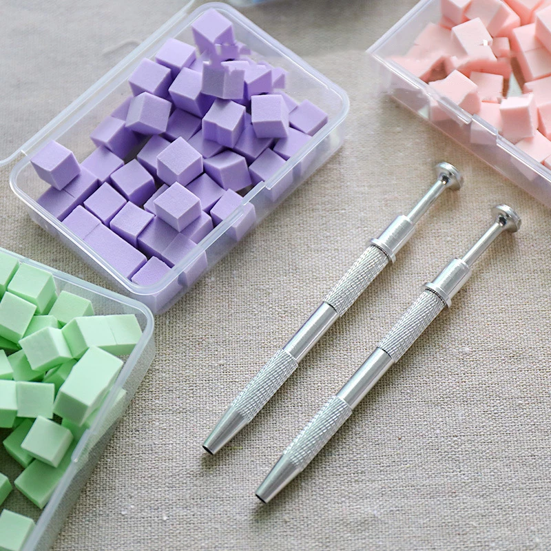 50 Teile/schachtel Nail art Schwamm Weiche Schwämme Macaron Farbe Nail art Stamper Werkzeuge Maniküre DIY Kreative Nagel Liefert Werkzeuge