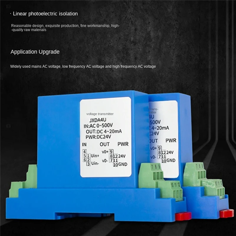 DC Voltage Transmitter 4-20mA Output Voltage Sensor Electromagnetic Isolation DC: 0-500V-ABVP