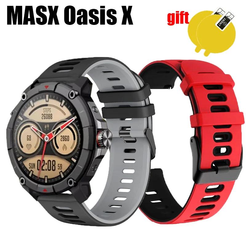 For MASX Oasis X Smart watch Strap Wristband Bracelet Silicone Band Screen protector Film