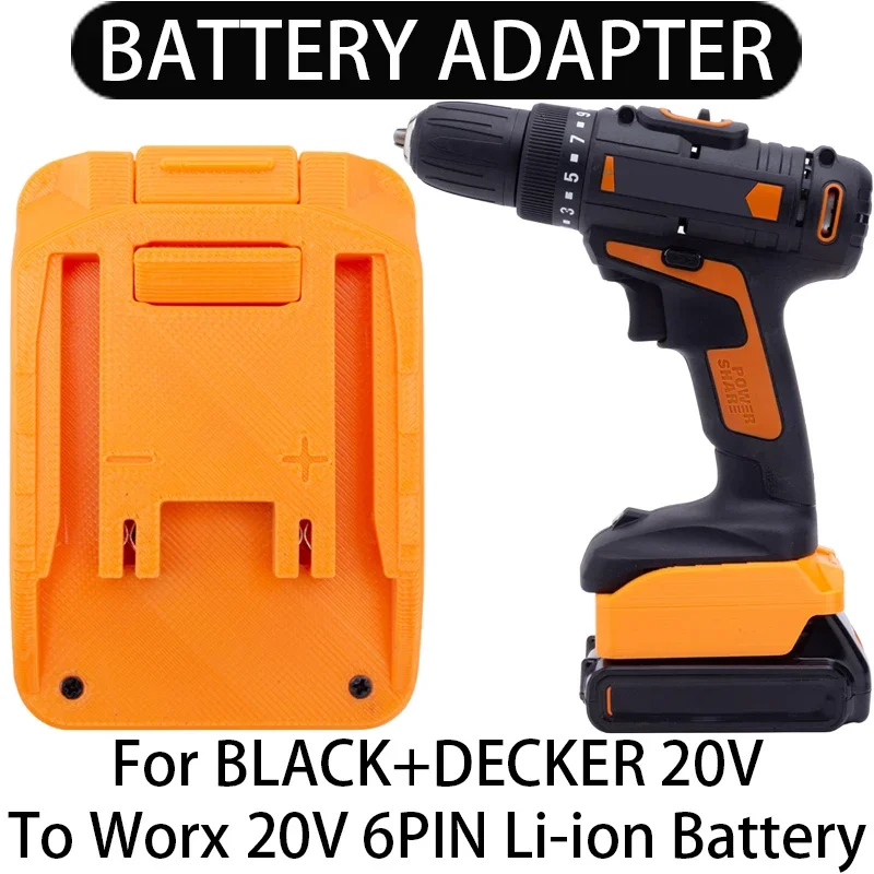 Battery adapter/converter for Worx 20V 6PIN Li-ion tools to BLACK+DECKER 20V Li-ion battery adapter power tool accessories