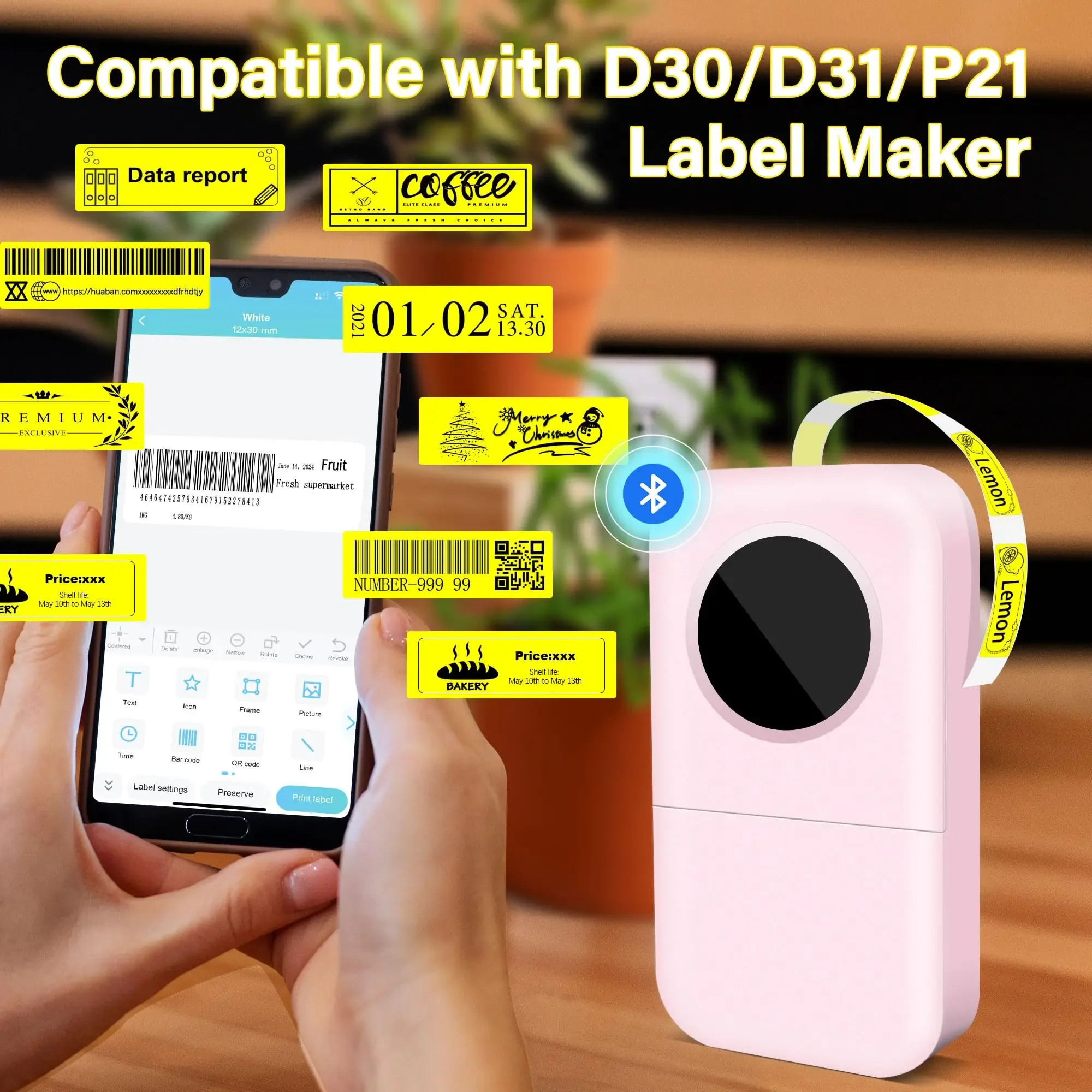 Thermal Label Paper Yellow Self-Adhesive Label For D30 D30S D35 Pocket Printers Waterproof Scratch-Resistant 12x40mm 160pcs/Roll