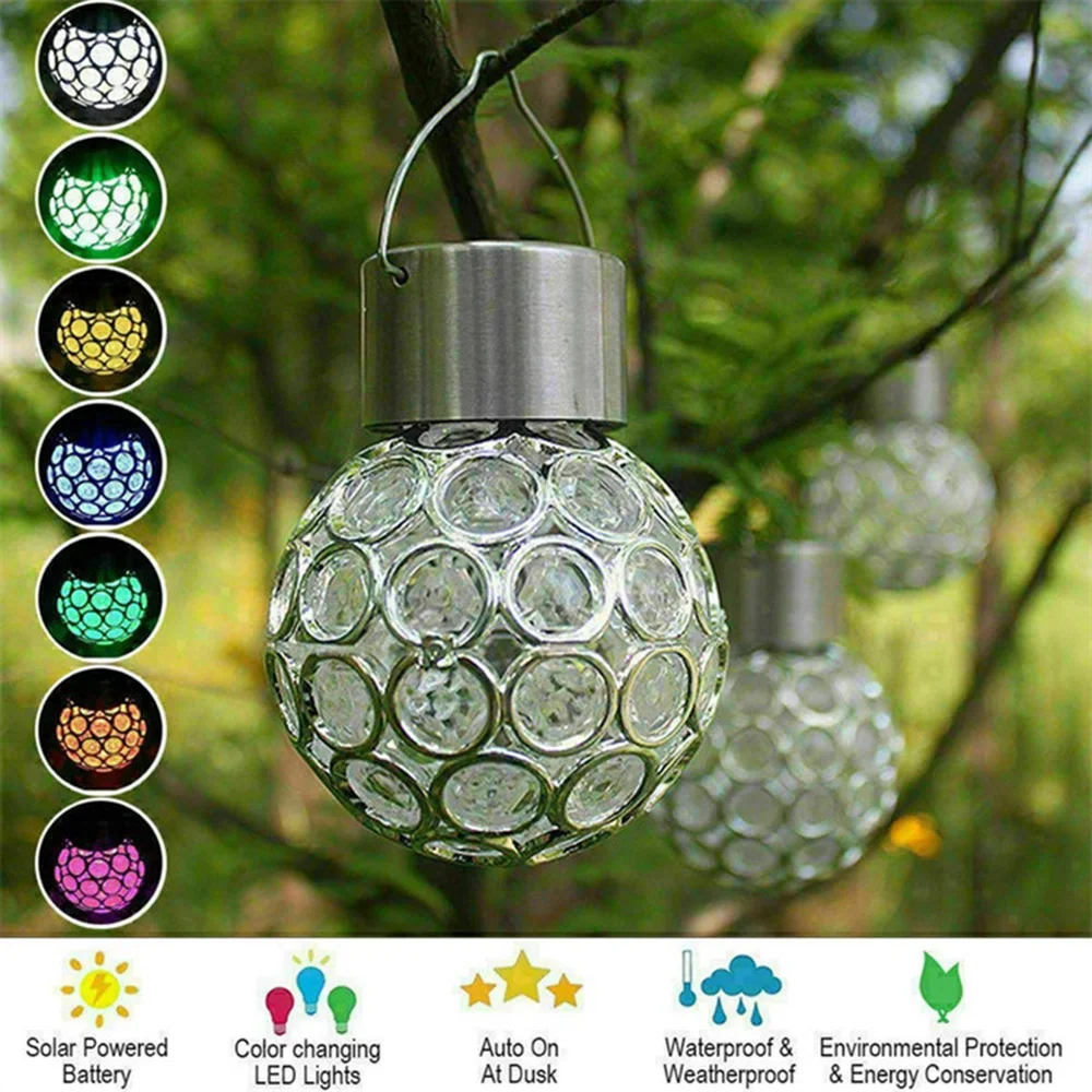 Outdoor Solar Small Hanging Ball Rotary Coating Ball Hanging Lanterns Eaves Of The Tree Colorful Gradual Courtyard Decoration