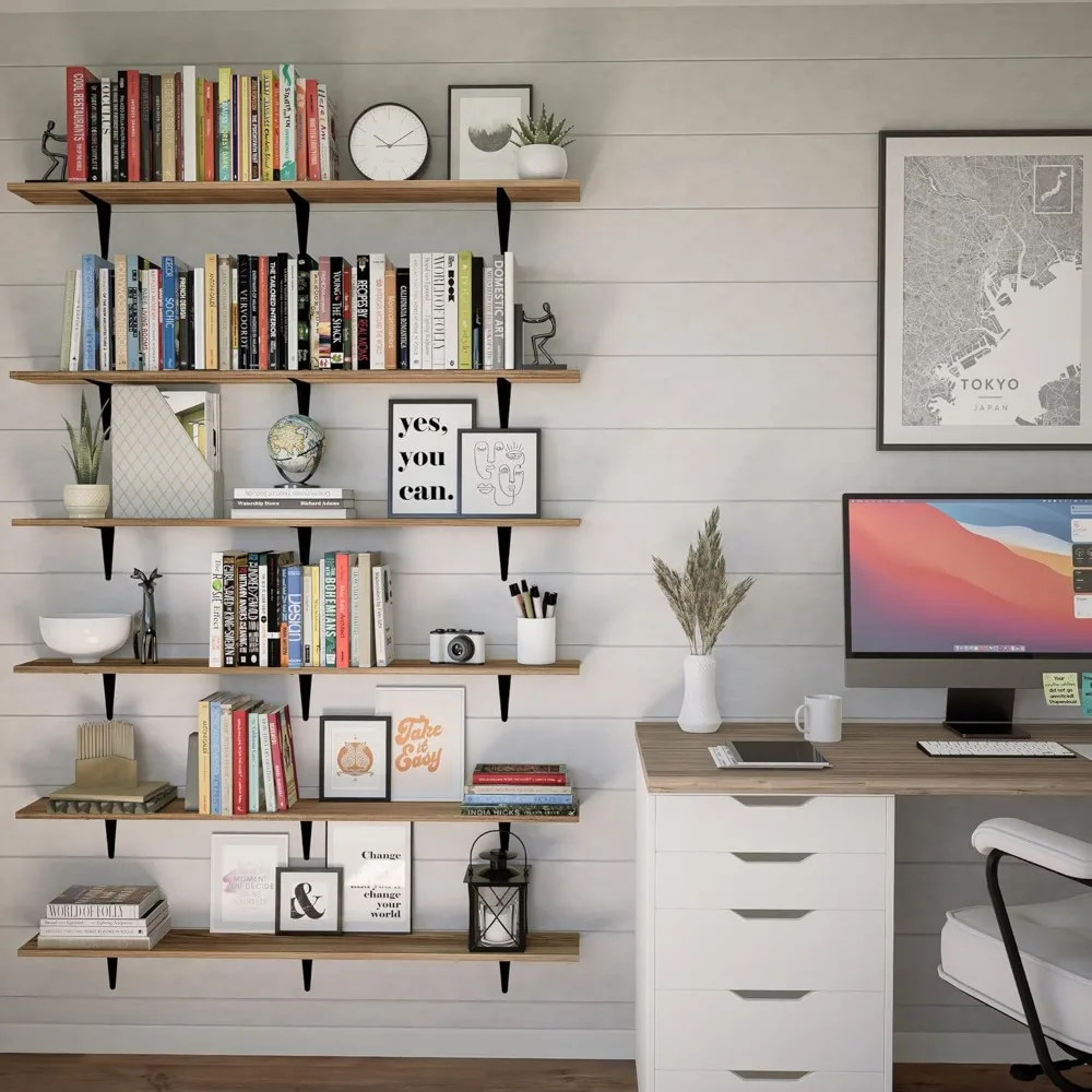 أرفف عائمة ريفية طويلة مقاس 48 بوصة من Arras للجدار، رف كتب حائطي لغرفة المعيشة، رف عائم للمكتب المنزلي، غرفة النوم، Pantr #5