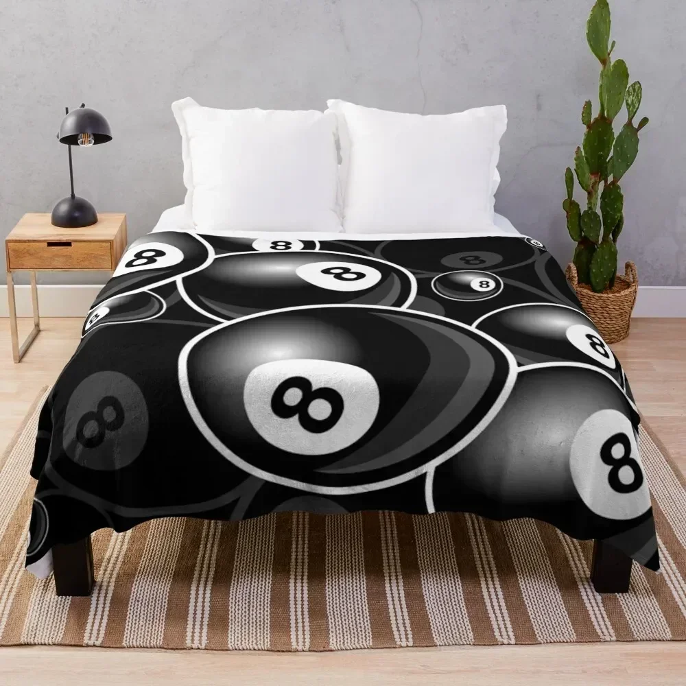 

Billiards Black 8 Ball 8-Ball black and white Throw Blanket Foldable Soft Warm Blanket for Outdoor Use